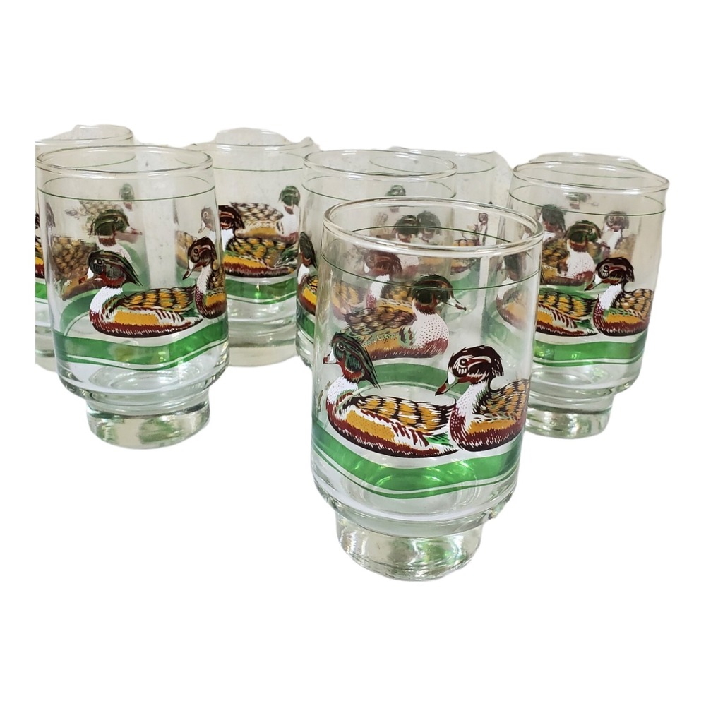 Vtg Libbey 9oz Rocks Glasses Wood Duck Hostess Glassware Old stock MCM Barware
